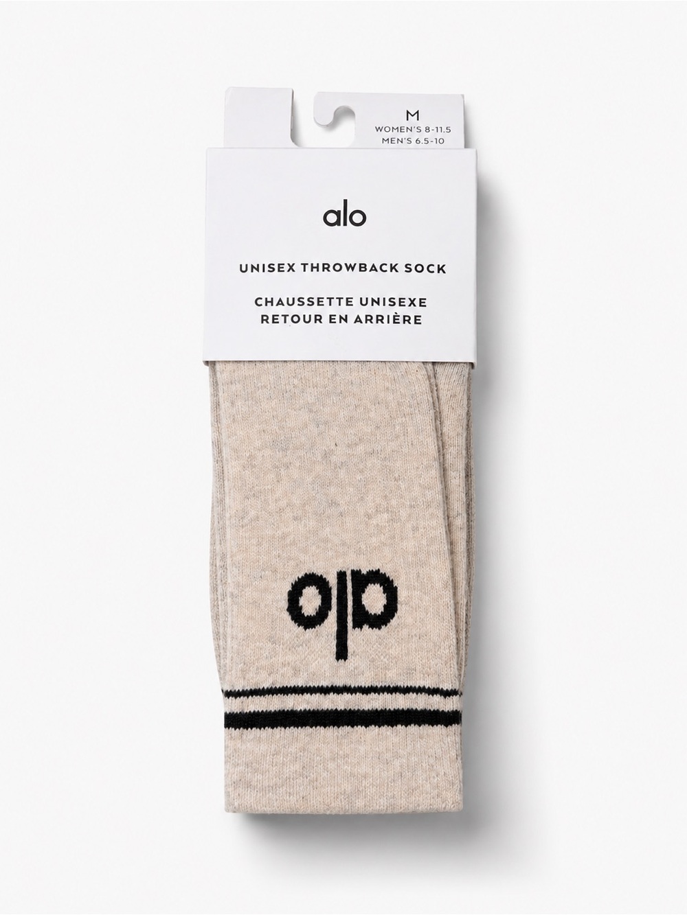 Alo Yoga Unisex Throwback Crew Socks Oatmeal Heather Green Size Medium NWT